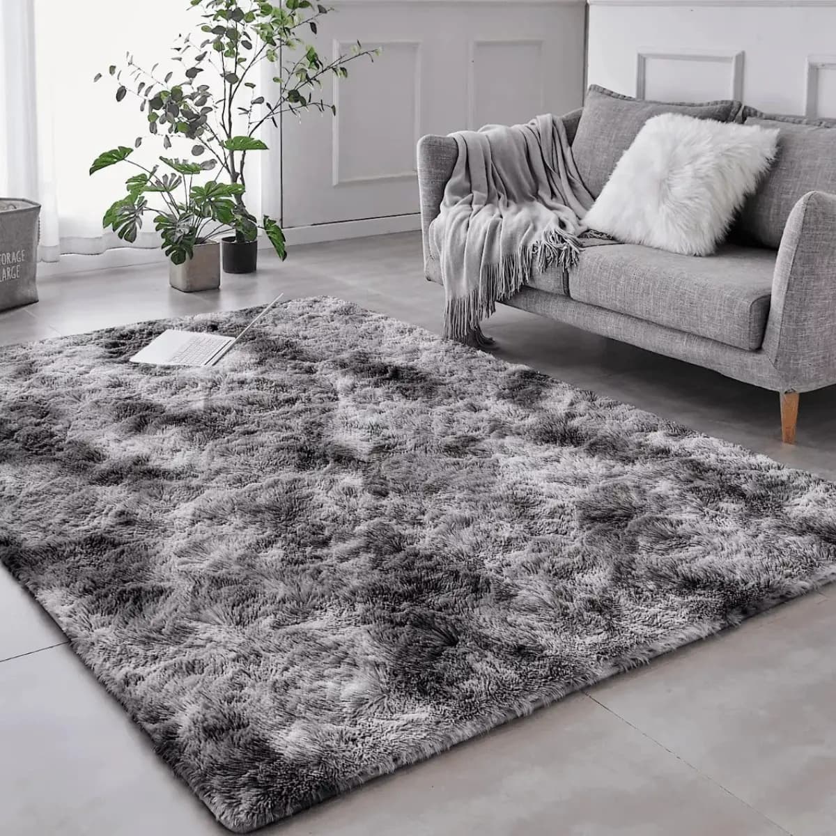 Tapete Peludo Sala Grande 3x2 Metros Felpudo Luxo Macio Cinza Mesclado