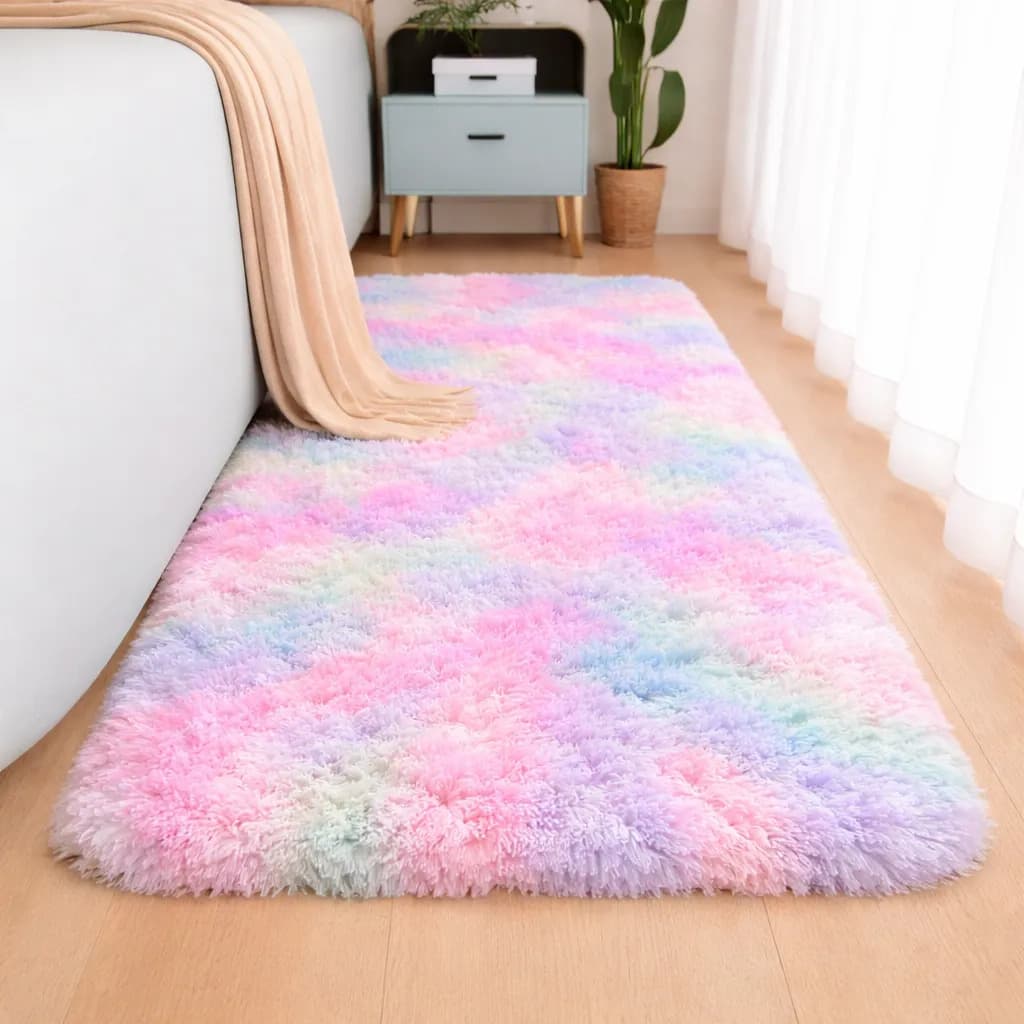 Tapete Beira Da Cama 1,5m Por 50cm Peludinho Antiderrapante Colorido