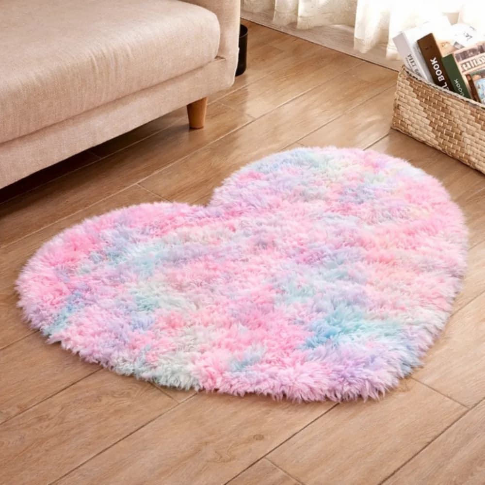 Tapete Peludinho Coracao 1,00m Antialérgico Felpudo Macio Tie Dye